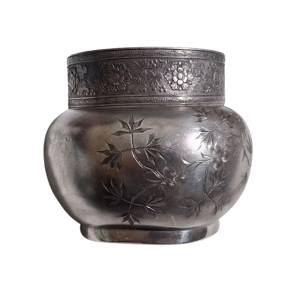 James W Tufts Boston Quadruple Plate Silver Thistle Floral Bowl 1940 Victorian